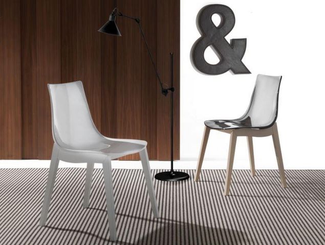 WHITE LABEL - Chair-WHITE LABEL-Chaise ORBITAL WOOD design fumé et hêtre blanchi