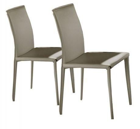 WHITE LABEL - Chair-WHITE LABEL-Lot de 2 chaises design CATHY en simili cuir taupe