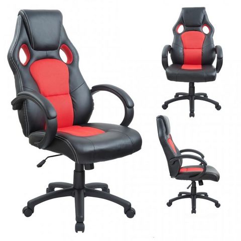 WHITE LABEL - Office armchair-WHITE LABEL-Fauteuil de bureau sport cuir rouge