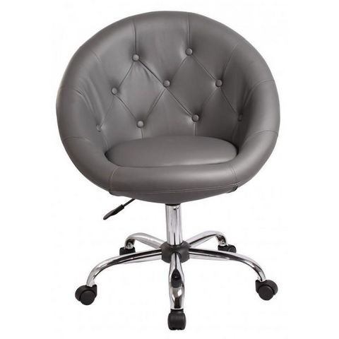 WHITE LABEL - Swivel armchair-WHITE LABEL-Fauteuil lounge pivotant cuir gris