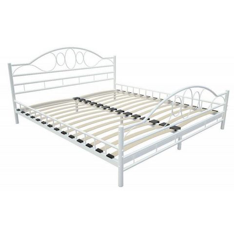 WHITE LABEL - Double bed-WHITE LABEL-Lit métal 180 x 200 cm blanc