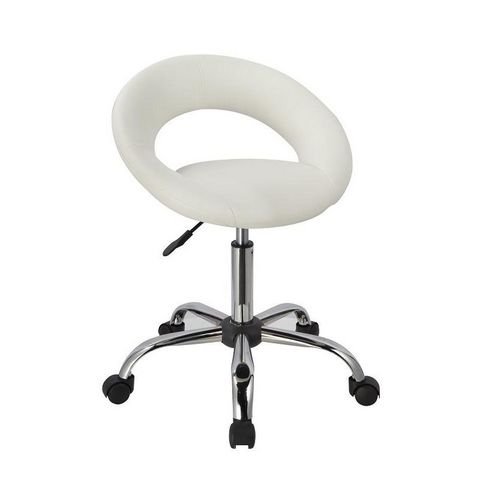 WHITE LABEL - Rolling stool-WHITE LABEL-Tabouret à roulette chaise bureau blanc