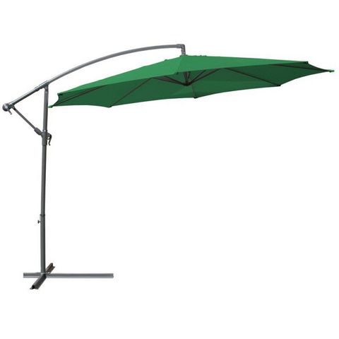 WHITE LABEL - Offset umbrella-WHITE LABEL-Parasol déporté de 3,5 m vert + Housse