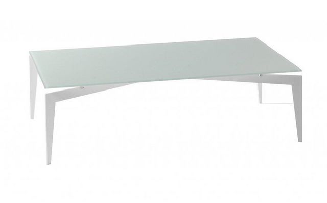 WHITE LABEL - Rectangular coffee table-WHITE LABEL-Table basse design ROCKY en verre trempé blanc
