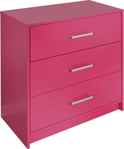 WHITE LABEL - Children's drawer chest-WHITE LABEL-Commode à 3 tiroirs coloris rose fuchsia en pin ma