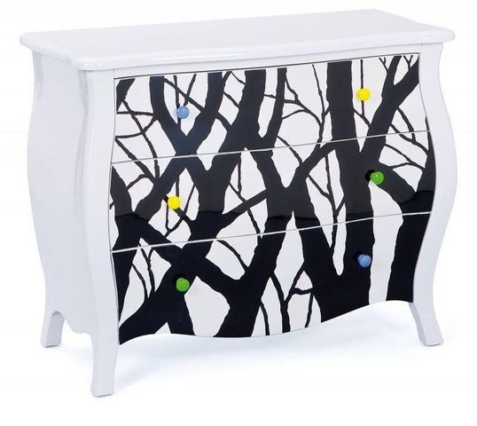 WHITE LABEL - Chest of drawers-WHITE LABEL-Commode ALISHA blanche 3 tiroirs