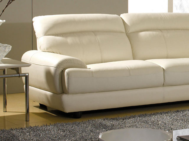 WHITE LABEL - 3-seater Sofa-WHITE LABEL-Canapé Cuir 3 places LESKO
