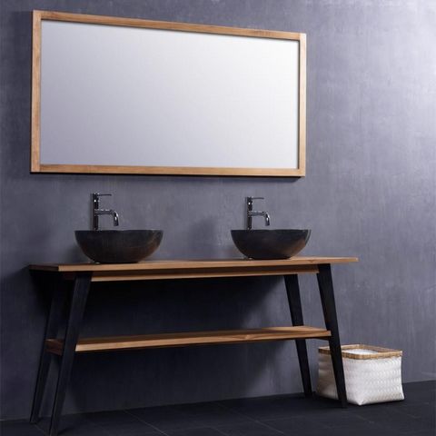 BOIS DESSUS BOIS DESSOUS - Bathroom mirror-BOIS DESSUS BOIS DESSOUS-Ensemble de Salle de Bain en bois de Teck - Meuble