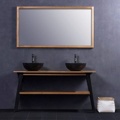 BOIS DESSUS BOIS DESSOUS - Bathroom mirror-BOIS DESSUS BOIS DESSOUS-Ensemble de Salle de Bain en bois de Teck - Meuble