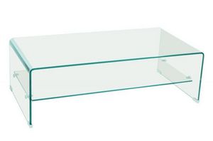 WHITE LABEL - table basse design side en verre trempé 12mm trans - Rechteckiger Couchtisch