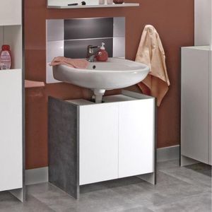 WHITE LABEL - meuble sous-vasque dova design effet béton 2 porte - Waschtisch Untermobel