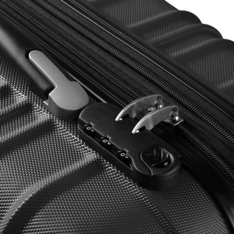 WHITE LABEL - Rollenkoffer-WHITE LABEL-Lot de 4 valises bagage ABS noir