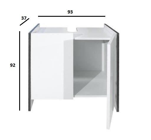 WHITE LABEL - waschtisch untermobel-WHITE LABEL-Meuble sous-vasque DOVA design effet béton 2 porte