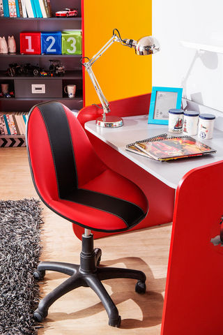 WHITE LABEL - Bürostuhl-WHITE LABEL-Chaise de bureau pivotante coloris rouge et noir