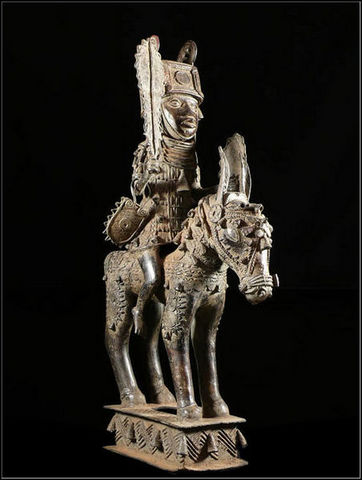 Arts Africains - Skulptur-Arts Africains-Oba et son cheval