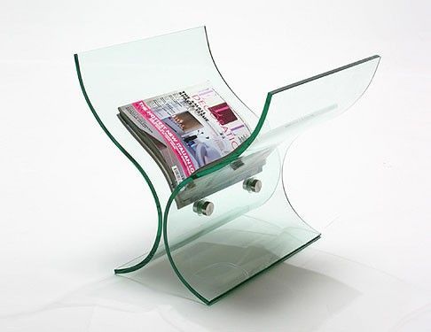 Abode Interiors - Zeitungsständer-Abode Interiors-Glass Curved Magazine Rack