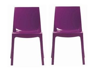 WHITE LABEL - lot de 2 chaises ice empilable design violet brill - Silla