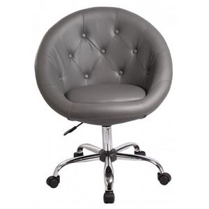 WHITE LABEL - fauteuil lounge pivotant cuir gris - Sillón Giratorio