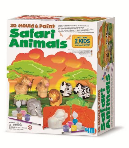 4M - Juego de sociedad-4M-Kit de moulage et peinture safari animalier