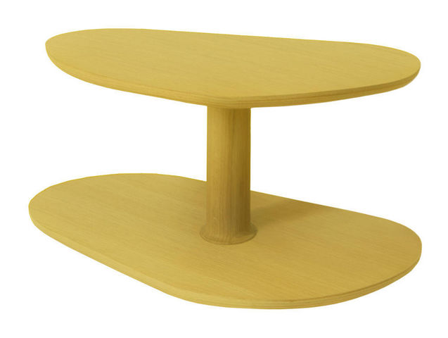 MARCEL BY - Mesa de centro forma original-MARCEL BY-Table basse rounded en chêne jaune citron 72x46x35