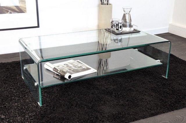 WHITE LABEL - Mesa de centro rectangular-WHITE LABEL-Table basse design SIDE en Verre trempé 12mm Trans