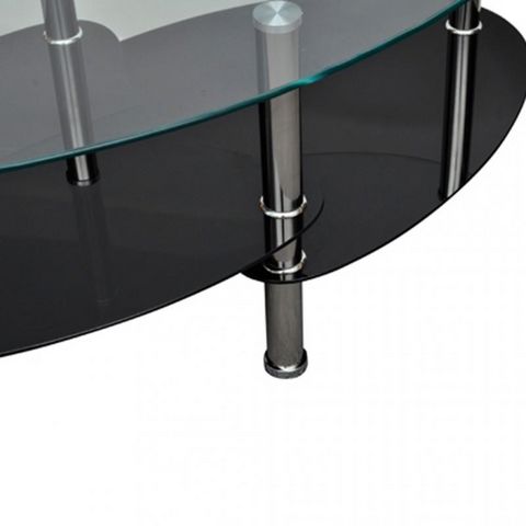 WHITE LABEL - Mesa de centro redonda-WHITE LABEL-Table basse design noir verre