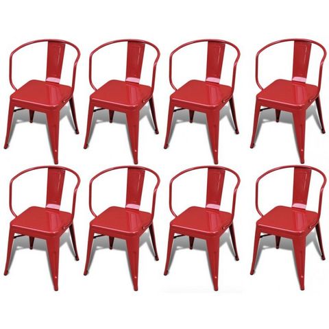 WHITE LABEL - Silla-WHITE LABEL-8 chaises de salle à manger acier factory