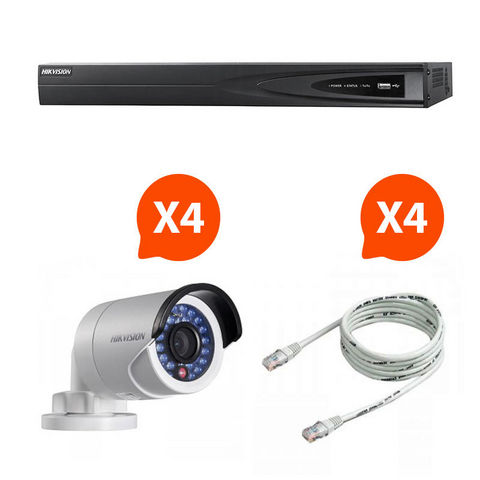 HIKVISION - Cámara de vigilancia-HIKVISION-Videosurveillance - Pack NVR 4 caméras vision noct