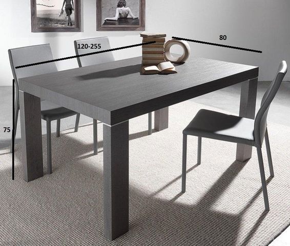 WHITE LABEL - Mesa de comedor rectangular-WHITE LABEL-Table repas extensible WIND design wengé 120 cm