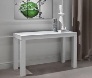 WHITE LABEL - console extensible pratika blanche en bois 120 x 5 - Consolle