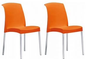 WHITE LABEL - lot de 2 chaises jane design orange - Sedia