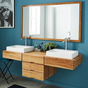 BOIS DESSUS BOIS DESSOUS - meuble de salle de bain en bois de teck suspendu - Mobile Bagno