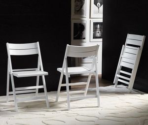 WHITE LABEL - lot de 2 chaises pliante robert blanche. - Sedia Pieghevole