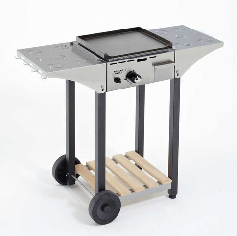 Roller Grill - Piastra per barbecue-Roller Grill-Desserte pour plancha 40cm en inox et bois