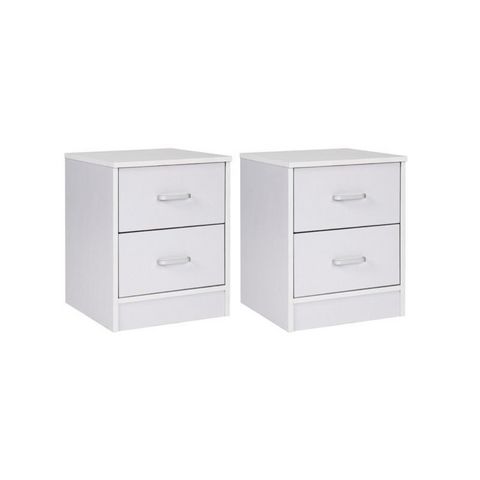 WHITE LABEL - Comodino-WHITE LABEL-2 tables de nuit chevet avec tiroir