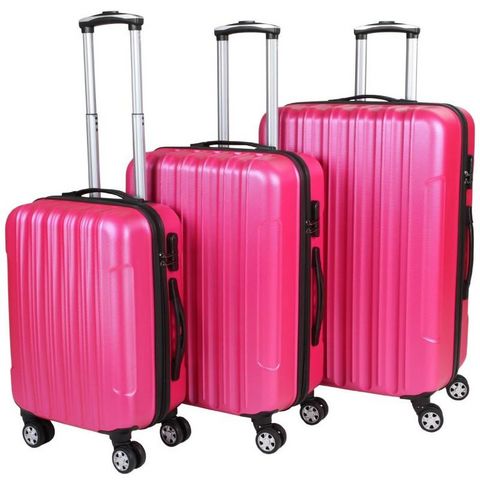 WHITE LABEL - Trolley / Valigia con ruote-WHITE LABEL-Lot de 3 valises bagage rigide rose