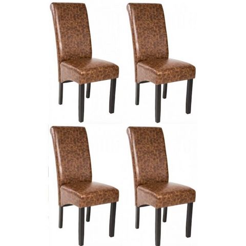 WHITE LABEL - Sedia-WHITE LABEL-4 chaises de salle à manger marron