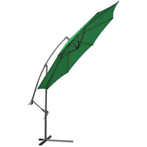 WHITE LABEL - Ombrellone con braccio laterale-WHITE LABEL-Parasol déporté de 3,5 m vert + Housse