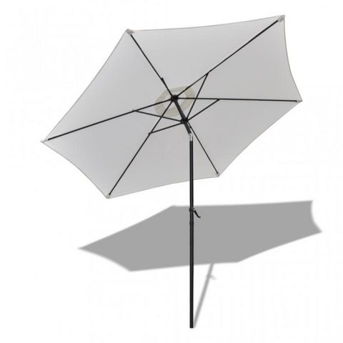 WHITE LABEL - Ombrellone telescopico-WHITE LABEL-Parasol de jardin manivelle Ø 3m crème