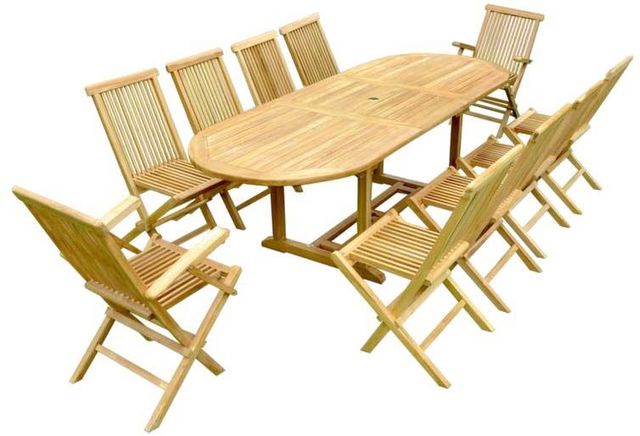 LYNCO - Set tavolo e sedie da giardino-LYNCO-Salon en teck table ovale